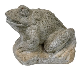 Cast Stone Seated Frog Garden Statue