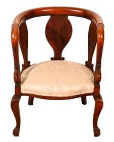 Empire Style Carved Upholstered Armchair