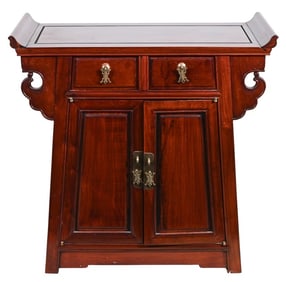 Vintage Asian Modern Carved Pagoda Style Altar