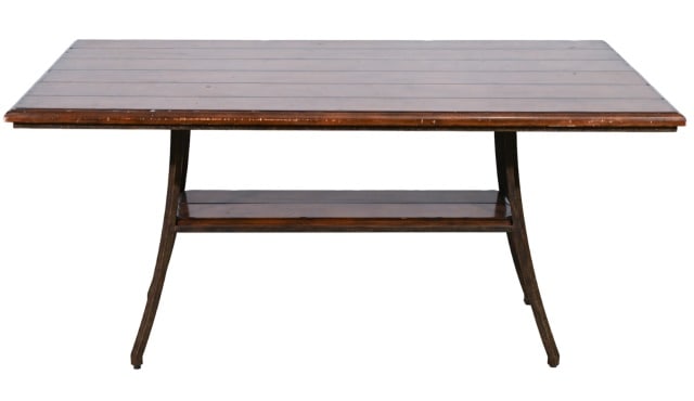 Farmhouse Style Dining Table with Metal Legs: Farmhouse Style Dining Table with Metal Legs.Measures 32 inches x 65 inches x 40 inches.
