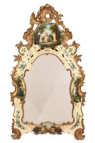 Italian Rococo Carved Painted and Gilt Mirror (1 of 11)