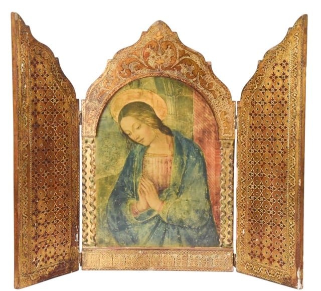 Vintage Italian Florentine Style Gilt Triptych (1 of 13)