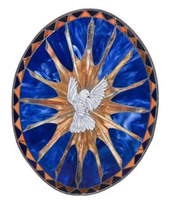 Vintage Stained Glass Window w/ Dove Motif