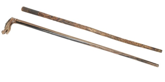 2 Chinese Hand Carved Walking Sticks Dragon