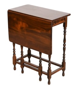 Queen Anne Carved Barley Twist Gate Leg Side Table