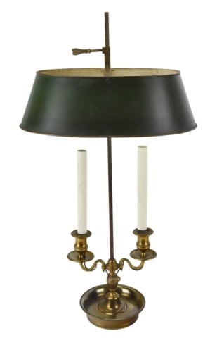 Antique Brass & Tole Bouillotte Desk Lamp (1 of 9)