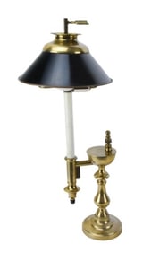 Vintage Converted Kerosene Student Lamp Tole Shade