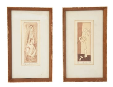 2 Paul Kline Signed Engravings Dated 1958
