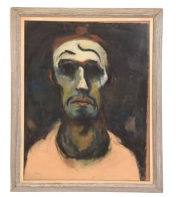 Howard Signed Expressionist Pastel Portrait of Man