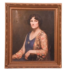 Thomas Wood Holgate Signed Art Deco Portrai Woman