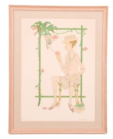 Philippe Noyer Signed Serigraph Chameleon & Girl