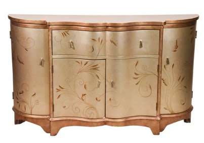 Contemporary Silver and Gold Painted Credenza