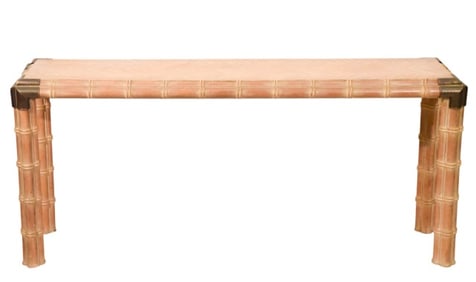 Oriental Faux Bamboo Console w/ Brass Corners