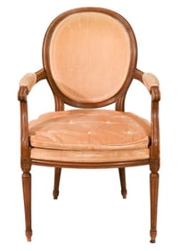 Antique Louis XVI Style Carved Upholstered Chair