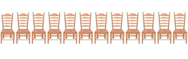 12 Italian Made Ladder Back Rush Seat Chairs