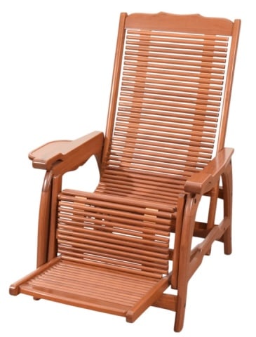 Andre Arbus Style Teak Reclining Chair: In the style of Andre Arbus solid teak Reclining Chair with brass fittings. Measures 44 inches x 34 inches x 4 inches,15 inches from floor to seat.