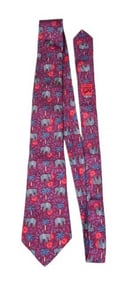Hermes France Men's Silk Tie Elephant Pattern
