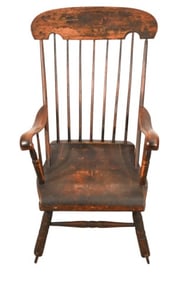 Antique American Hand Carved Painted Rocking Chair