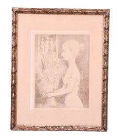 Jerome Kaplan Mid C Signed Engraving Bouquet Girl