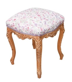 Louis XV Style Carved Gilt Upholstered Stool