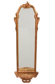 Antique French Carved Gilt Pier Mirror with Shelf