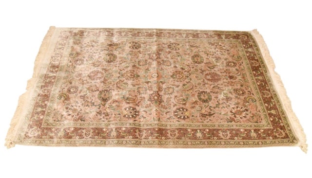 Silk Hand Knotted Shah Abbas Area Carpet: Silk Hand Knotted Shah Abbas Area Carpet. Measures 6 Feet x 4 Feet.