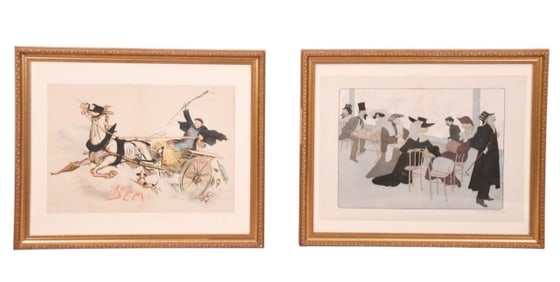 2 Georges Goursat SEM Framed Lithographs