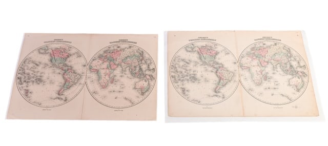 2 Johnson & Ward Eastern Western Hemisphere Maps (1 of 17)