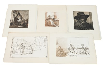 Collection Antique Engravings Style of Rembrandt
