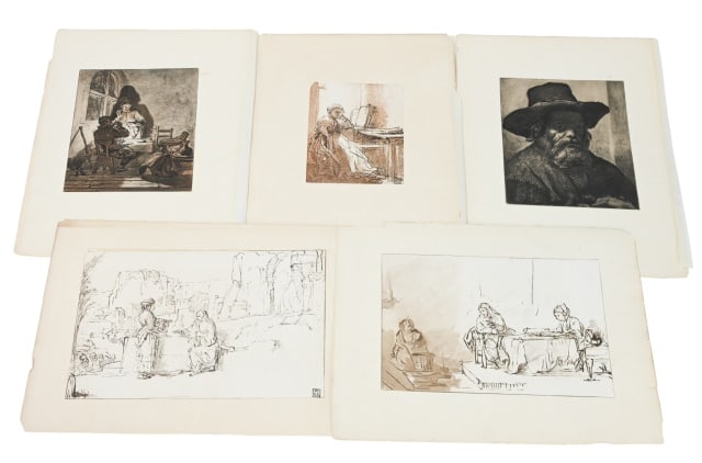 Collection Antique Engravings Style of Rembrandt (1 of 12)