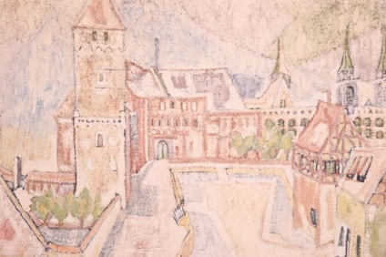 James O'Rourke Oil Painting of Town Scape