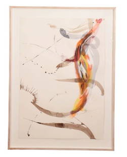 Linda Schrank Signed Abstract Watercolor Painting: Linda Schrank Signed Abstract Watercolor Painting Dated 1984 Framed. Measures 34 inches x 46 inches.
