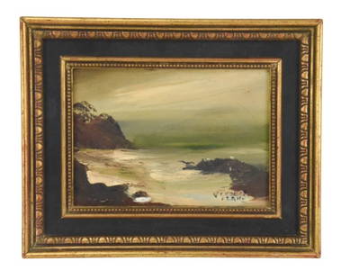 V. Georges Franz Signed Oil Painting Sea Scape: V. Georges Franz Signed Oil Painting Sea Scape in Period Frame. Framed measures 8 inches x 10 inches.