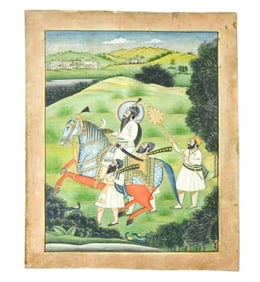 Indian Sikh School Mahajara Miniature Painting