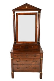Antique French Empire Mahogany Mirrored Console
