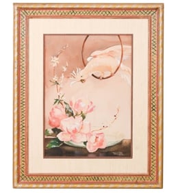 Tamara B. Mid C Signed Still Life w Parrot on Ring
