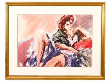Nitza Flantz Signed Pastel & Watercolor of Woman