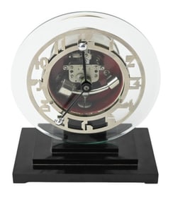 Leon Hatot ATO Art Deco Open Face Glass Clock