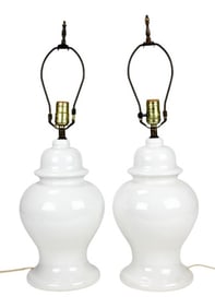 Pair Blanc De Chine Porcelain Urn Form Lamps