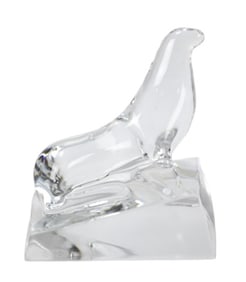 Baccarat Crystal Seal Sitting on Iceberg Figurine