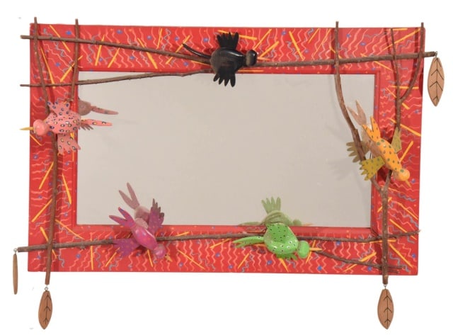 Signed Folk Art "Birds in Willow" Mirror (1 of 12)