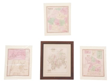 4 Antique District Maps Hyde Park, Milan, Clinton