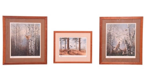 3 Signed David Maass Signed Hunting Prints