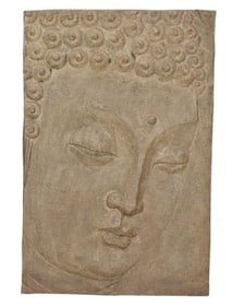 Cast Resin 3 D Relief Wall Plaque of Buddha Head