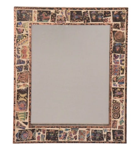 Folk Art Mexican Tile Frame Mirror (1 of 8)