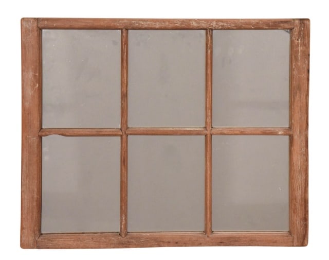 Antique Window Paned Glass Mirror (1 of 8)