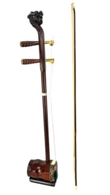 Vintage Chinese Erhu 2-String Violin w Dragon Head