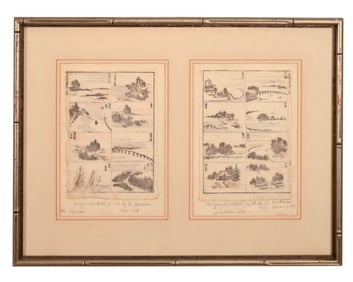 Pair 19th C. Katsushika Hokusai Woodblocks