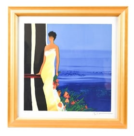 Emile Bellet Signed Lithograph Instant Bleu II