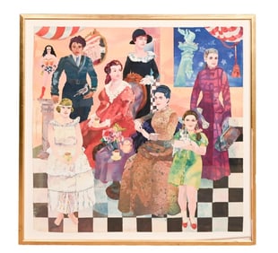 Marilyn Cohen Signed Mixed Media Decoupage Mural